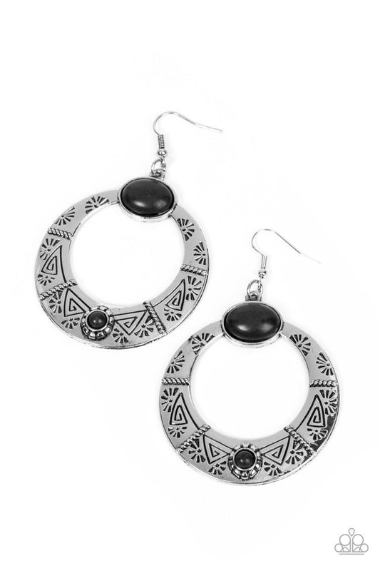 Garden Glyphs - Black - Paparazzi Earring Image