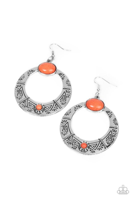 Garden Glyphs - Orange - Paparazzi Earring Image