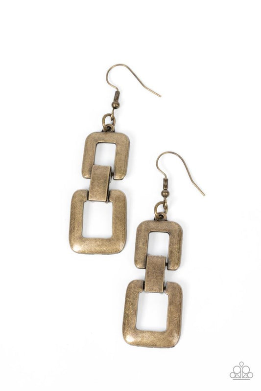 Public Square - Brass - Paparazzi Earring Image