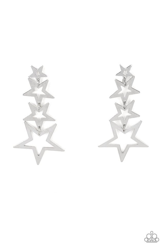Superstar Crescendo - Silver - Paparazzi Earring Image