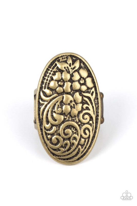 Floral Fortress - Brass - Paparazzi Ring Image