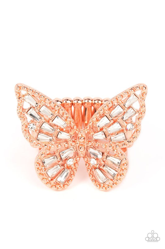 Bright-Eyed Butterfly - Copper - Paparazzi Ring Image