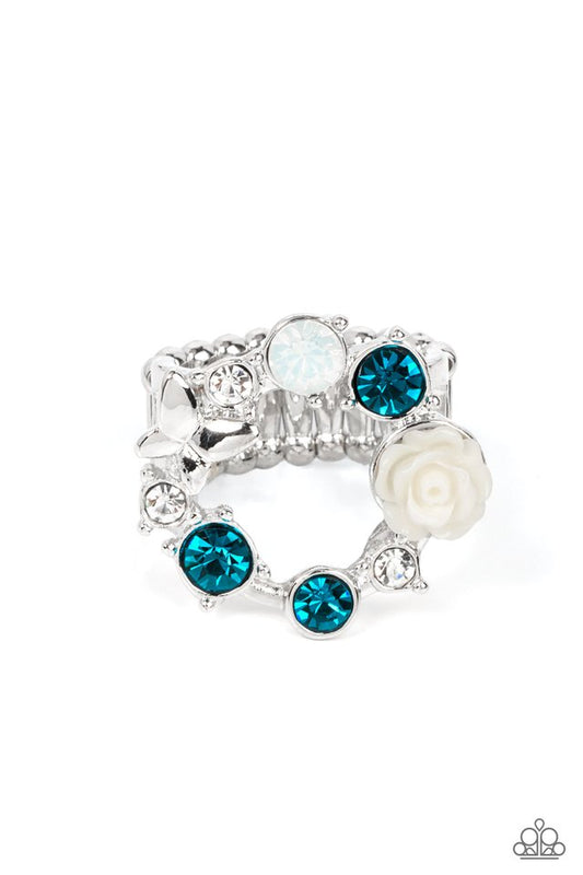 Butterfly Bustle - Blue - Paparazzi Ring Image
