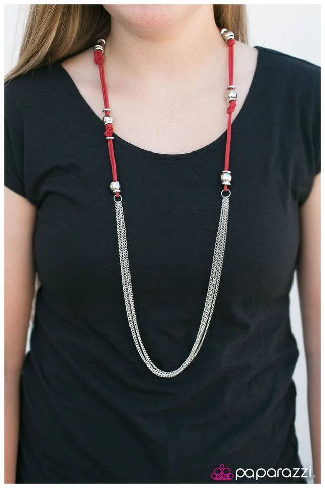 Paparazzi Necklace ~ Tied and True - Red