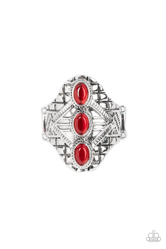 Eye-Catching Cats Eye - Red - Paparazzi Ring Image