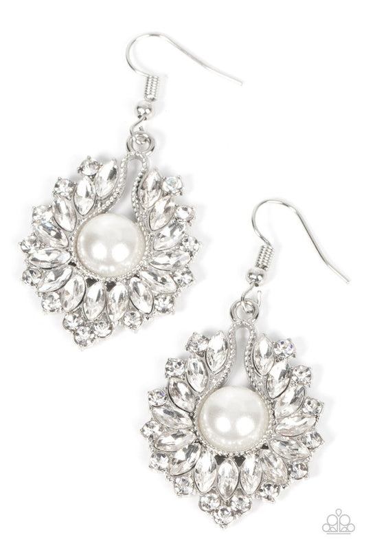 Crowns Required - White - Paparazzi Earring Image