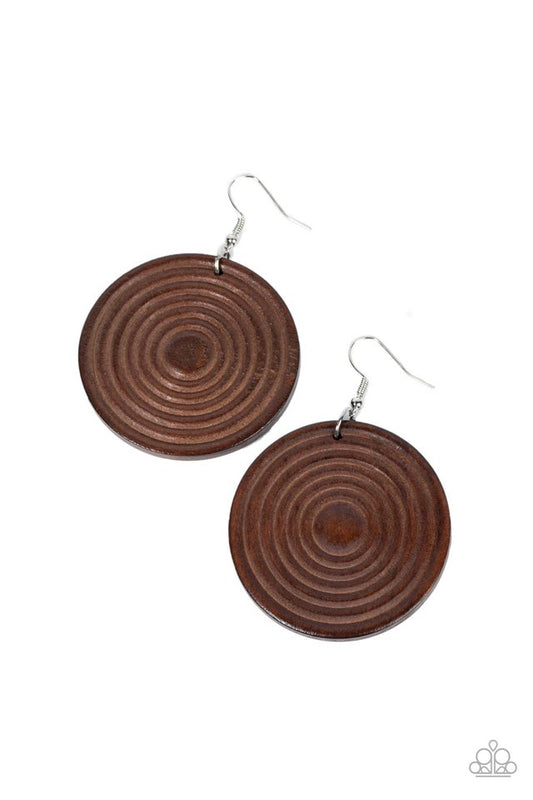 Caribbean Cymbal - Brown - Paparazzi Earring Image