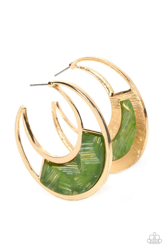 Contemporary Curves - Green - Paparazzi Earring Image