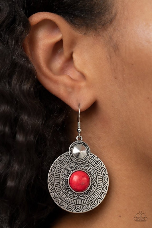 Terra Throwdown - Red - Paparazzi Earring Image