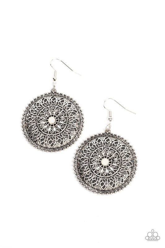 Spellbinding Botanicals - White - Paparazzi Earring Image