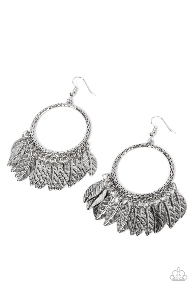 FOWL Tempered - Silver - Paparazzi Earring Image