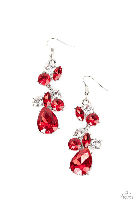 Rhinestone Reveler - Red - Paparazzi Earring Image