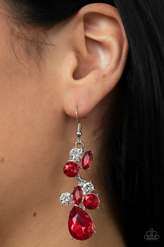 Rhinestone Reveler - Red - Paparazzi Earring Image