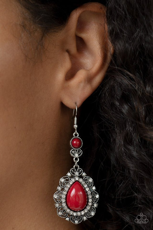 Palace Bribe - Red - Paparazzi Earring Image