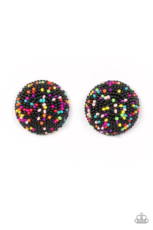 Kaleidoscope Sky - Black - Paparazzi Earring Image