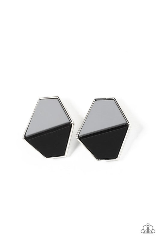 Generically Geometric - Black - Paparazzi Earring Image