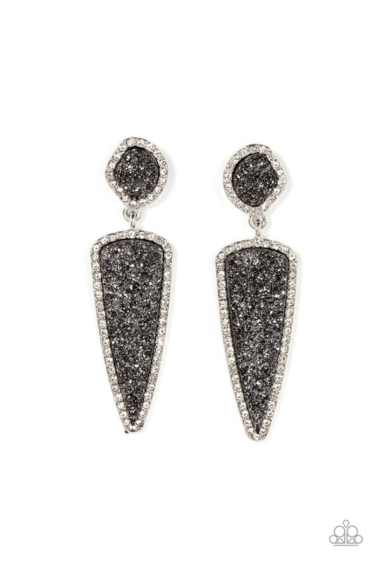 Druzy Desire - Silver - Paparazzi Earring Image