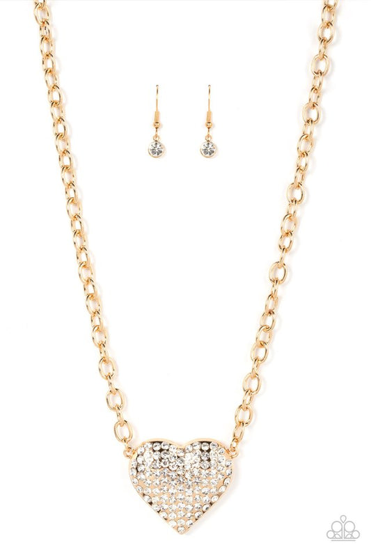 Heartbreakingly Blingy - Gold - Paparazzi Necklace Image