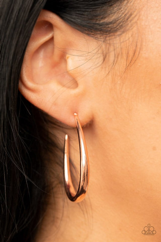 CURVE Your Appetite - Copper - Paparazzi Earring Image