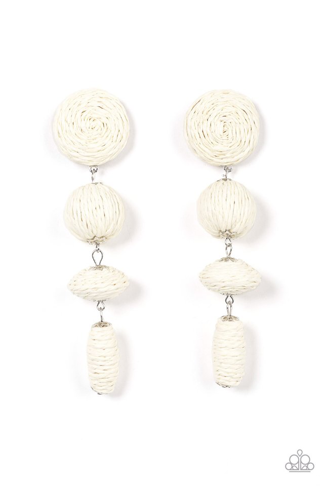 Twine Tango - White - Paparazzi Earring Image