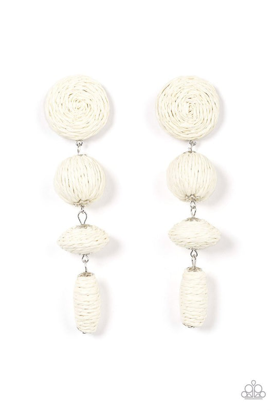 Twine Tango - White - Paparazzi Earring Image