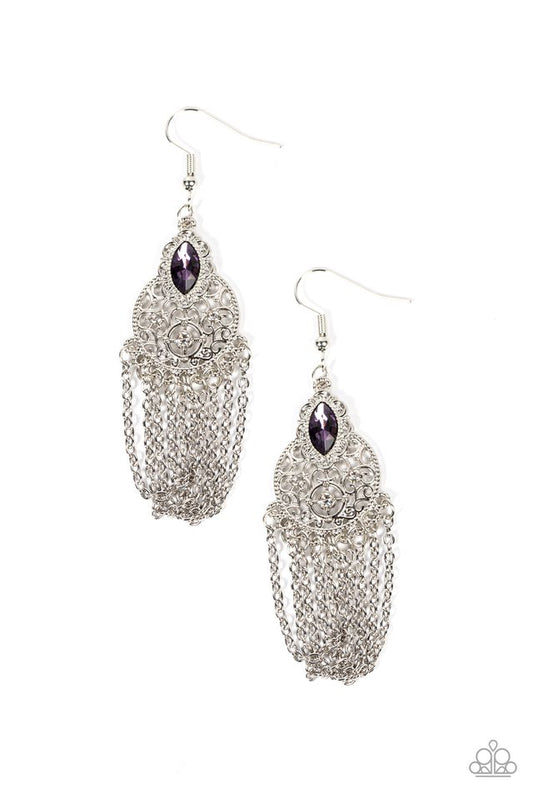 Pressed for CHIME - Purple - Paparazzi Earring Image