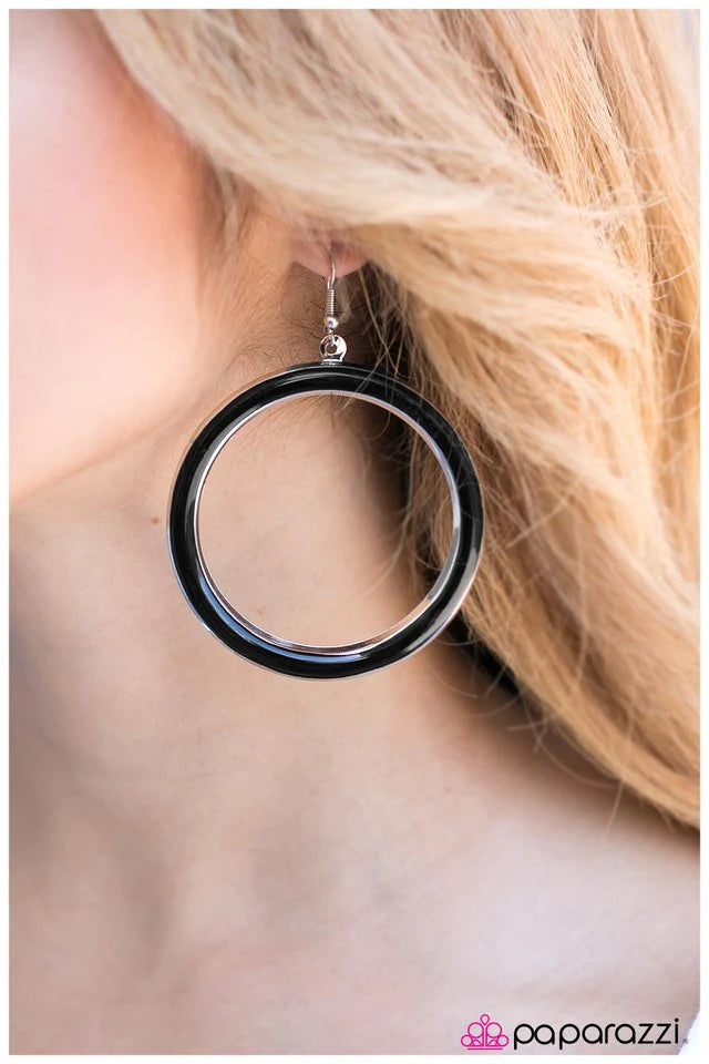Paparazzi Earring ~ Tiny Hula Dancer - Black