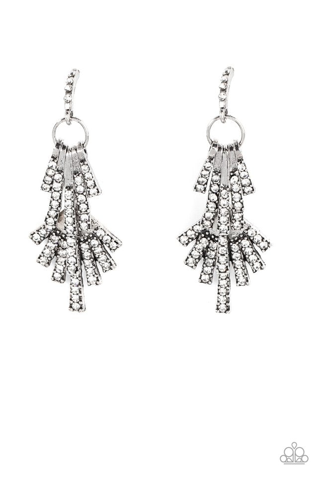 Fan of Glam - White - Paparazzi Earring Image