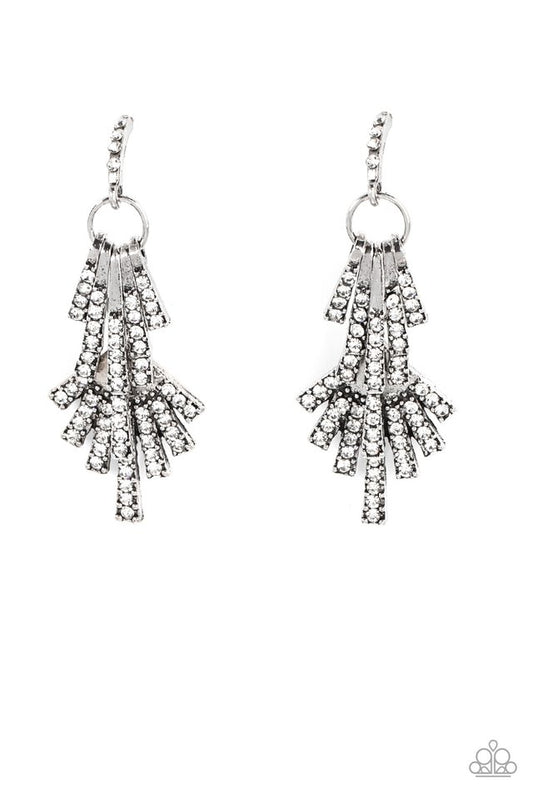 Fan of Glam - White - Paparazzi Earring Image