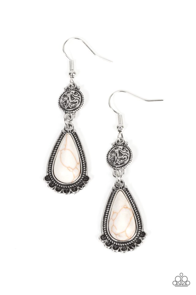 Montana Mountains - White - Paparazzi Earring Image