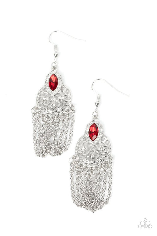 Pressed for CHIME - Red - Paparazzi Earring Image
