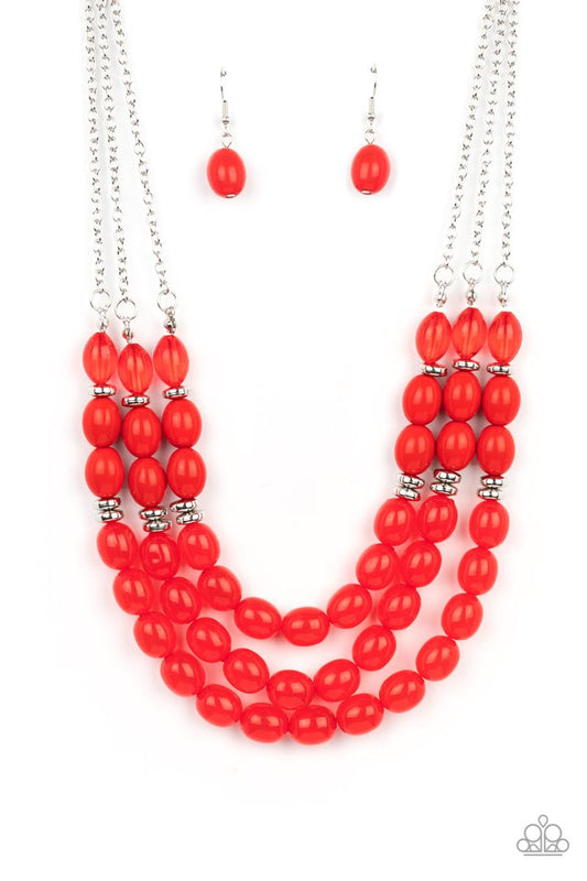 Coastal Cruise - Red - Paparazzi Necklace Image