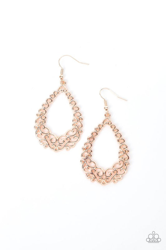 Granada Garland - Rose Gold - Paparazzi Earring Image