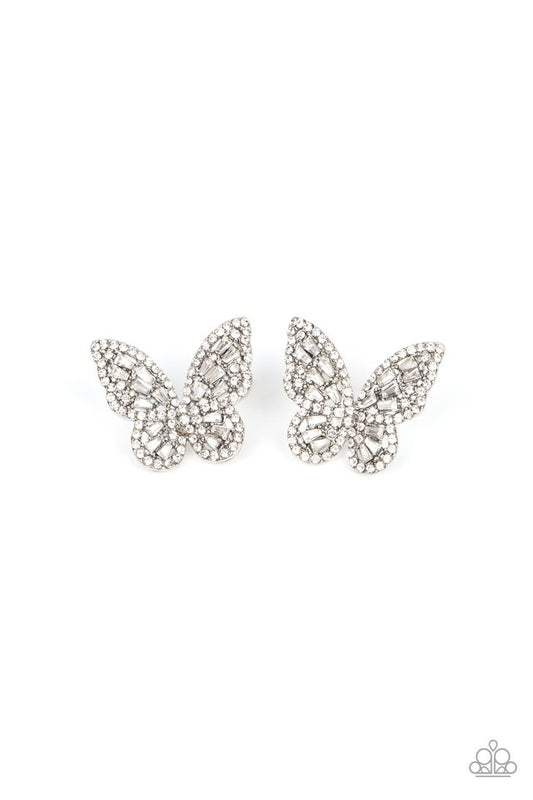 Smooth Like FLUTTER - White - Paparazzi Earring Image