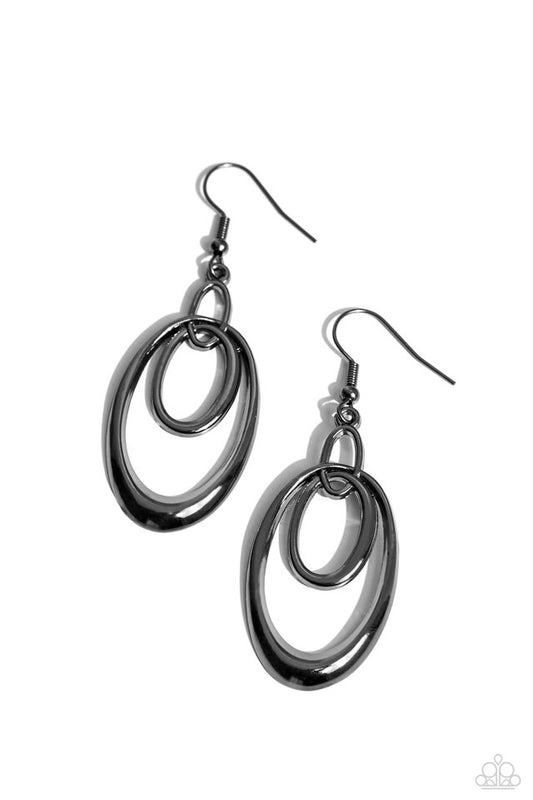 So OVAL-Rated - Black - Paparazzi Earring Image