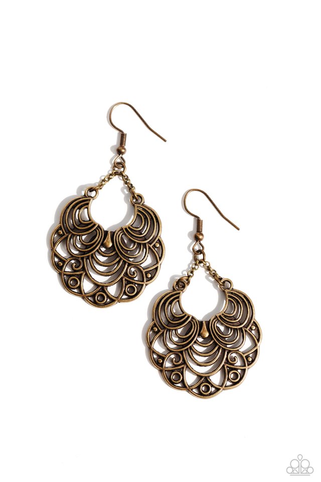 Frilly Finesse - Brass - Paparazzi Earring Image