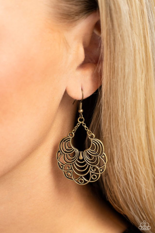 Frilly Finesse - Brass - Paparazzi Earring Image