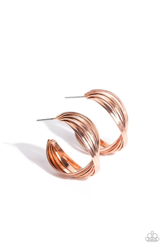 Curvy and Worthy - Copper - Paparazzi Earring Image