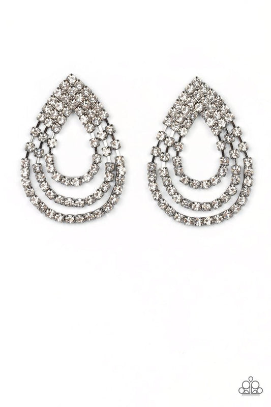 Take a POWER Stance - Black - Paparazzi Earring Image