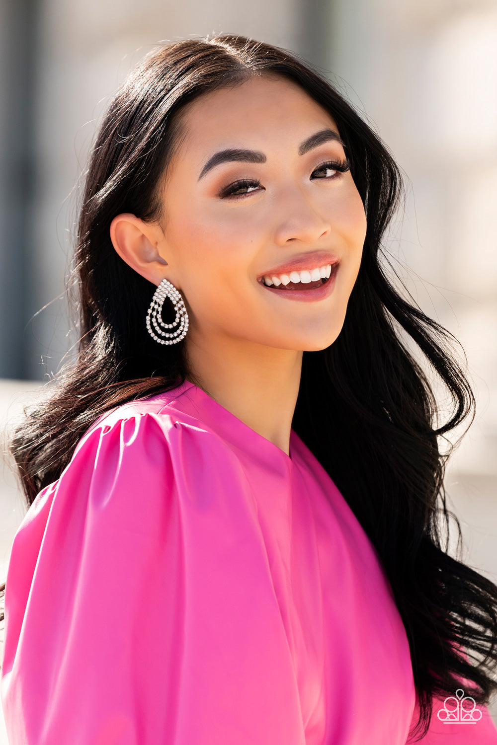 Paparazzi Earring ~ Take a POWER Stance - White