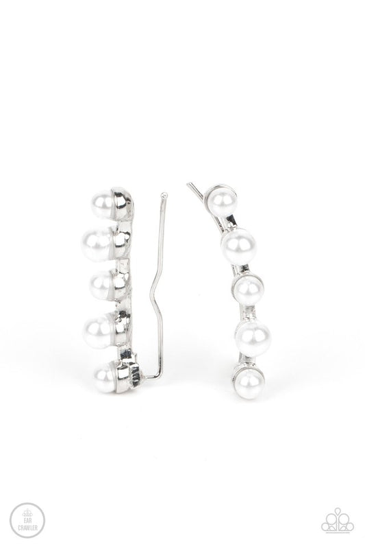 Drop-Top Attitude - White - Paparazzi Earring Image