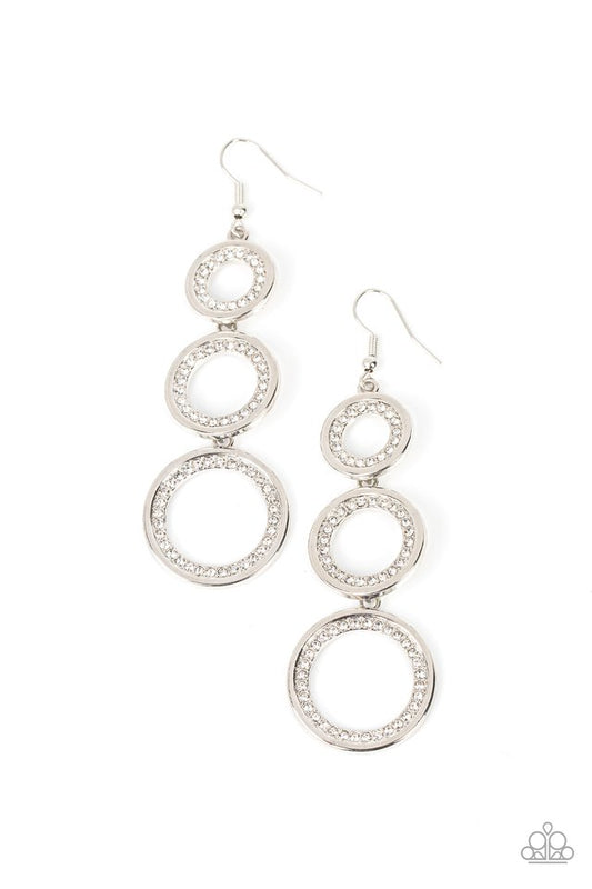 Shimmering in Circles - White - Paparazzi Earring Image