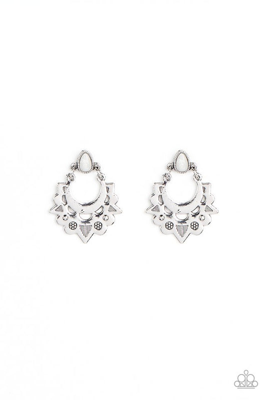 Earthy Zeal - White - Paparazzi Earring Image
