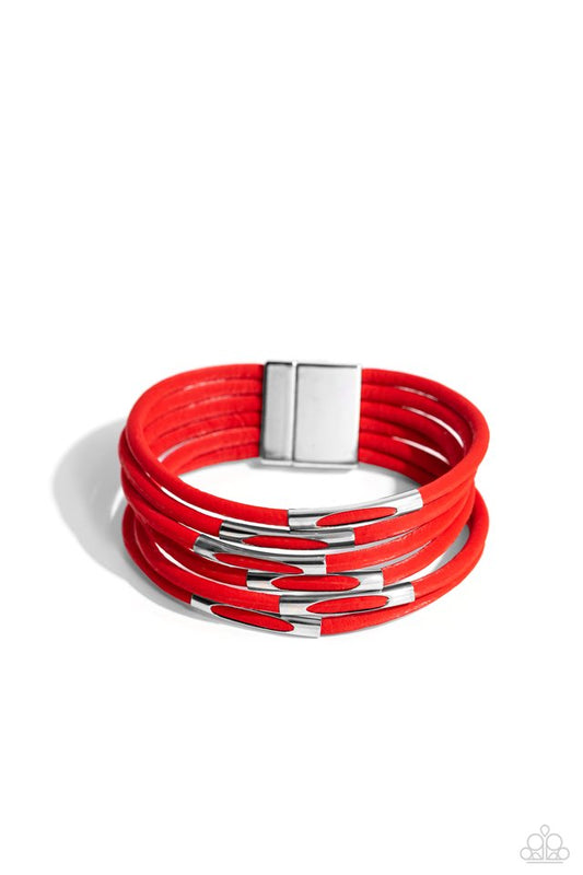 ​Magnetic Personality - Red - Paparazzi Bracelet Image