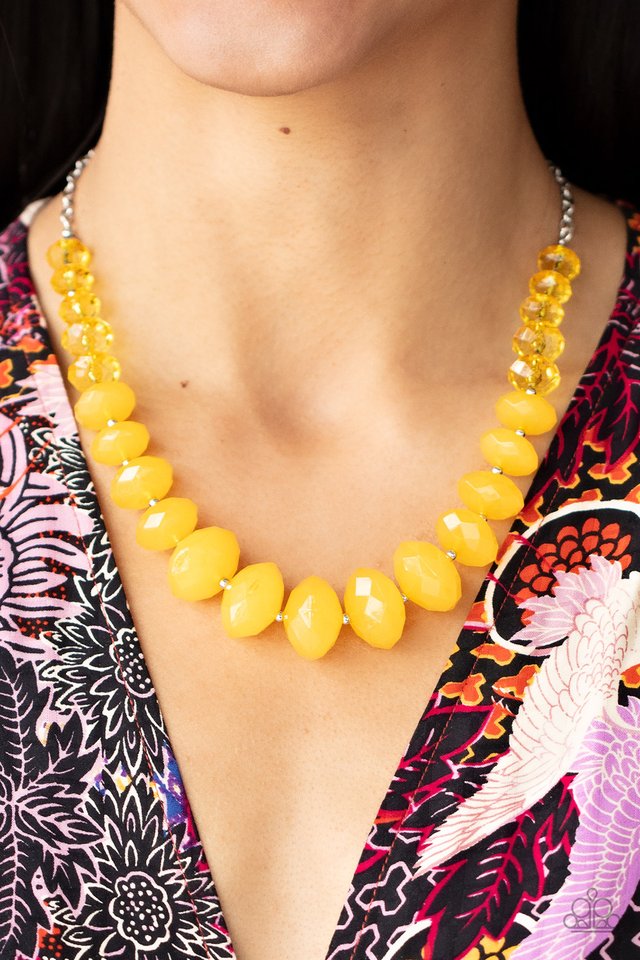 Paparazzi yellow on sale wooden necklace