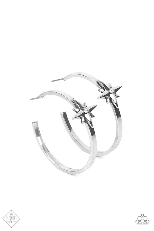 Lone Star Shimmer - White - Paparazzi Earring Image