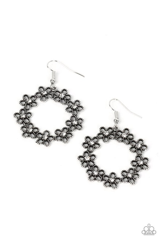 Floral Halos - White - Paparazzi Earring Image