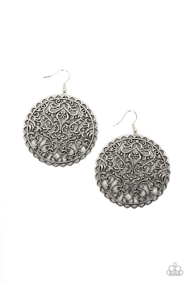 The Whole Nine VINEYARDS - Silver - Paparazzi Earring Image