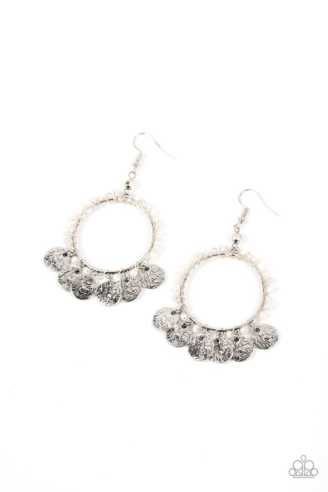 Bohemian Beach Blast - White - Paparazzi Earring Image