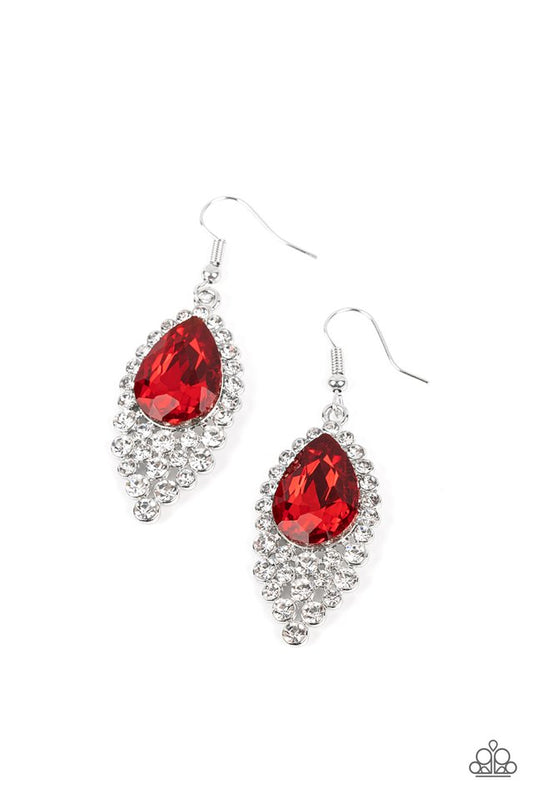 Glorious Glimmer - Red - Paparazzi Earring Image